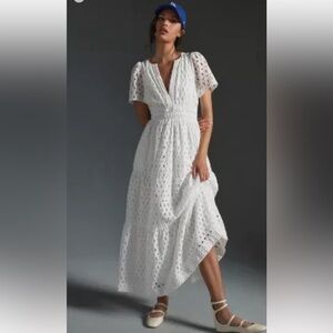Elegant White Eyelet Maxi Dress